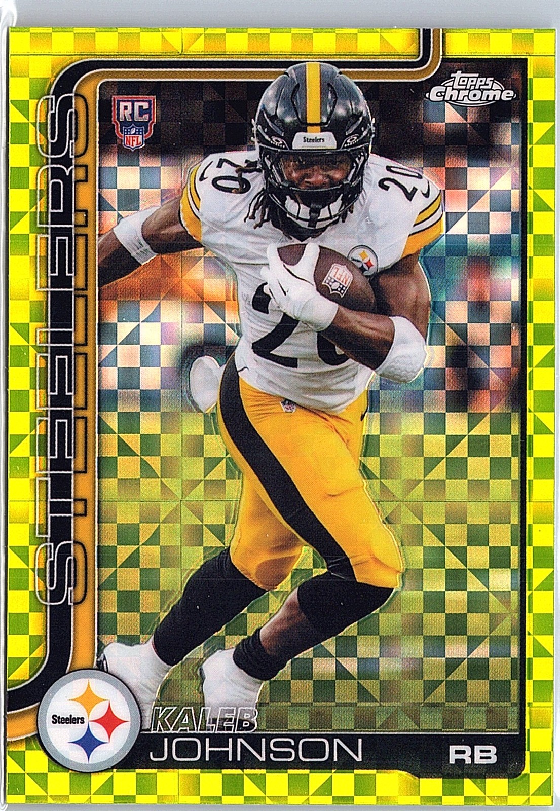 2025 Topps Chrome - Kaleb Johnson #323 LIME GREEN X-FRACTOR RC Steelers