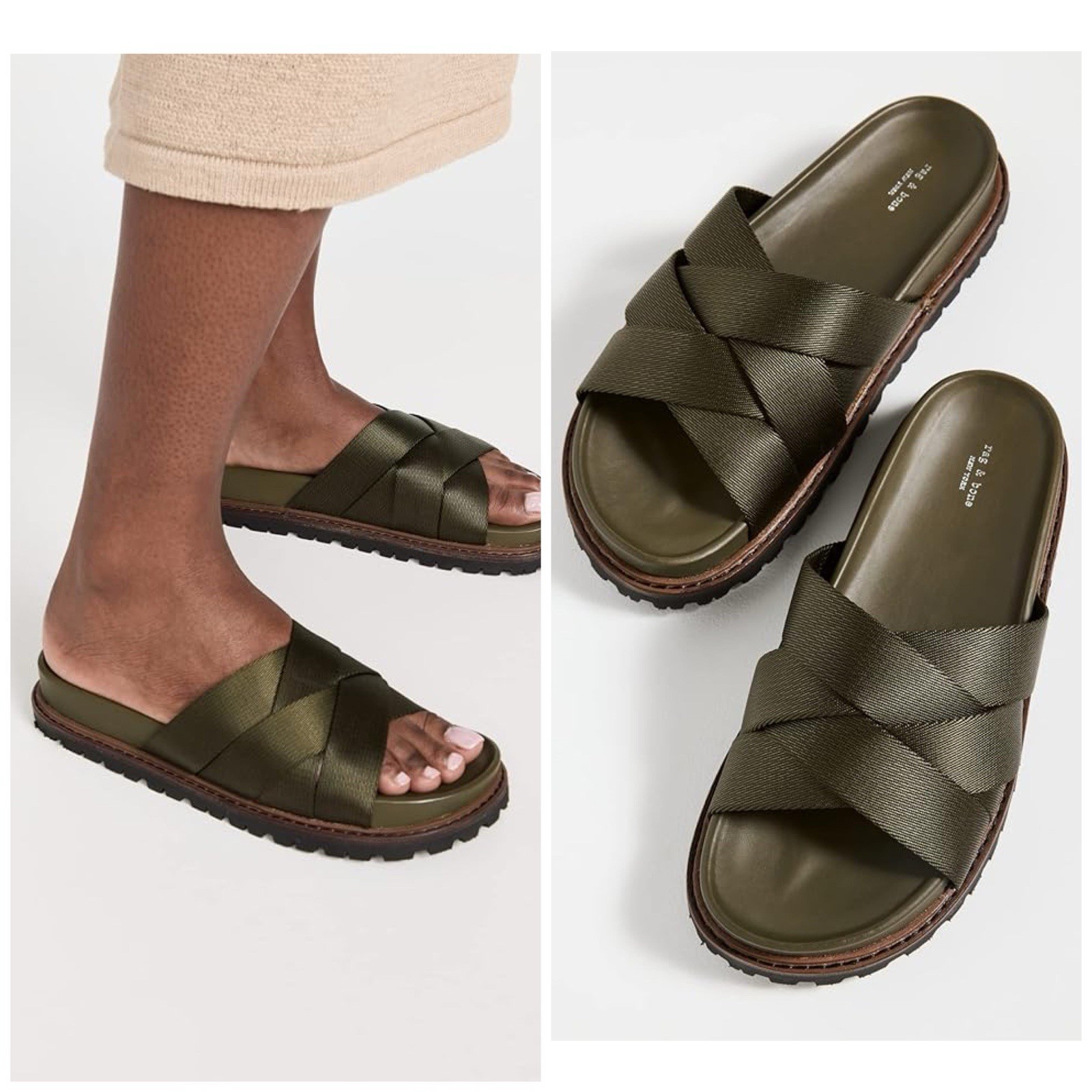 NIB $275 Rag & Bone Park Slide Sandal In Military Olive Size: 38 (US 8)