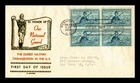 DR JIM STAMPS US COVER NATIONAL GUARD FDC BLOCK OF 4 GEORGE THERMOGRAPHED