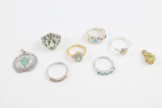 10 Sterling Silver Jewellery TGGC Gemporia Owl Pendant *Prasiolite x 8 (25g)