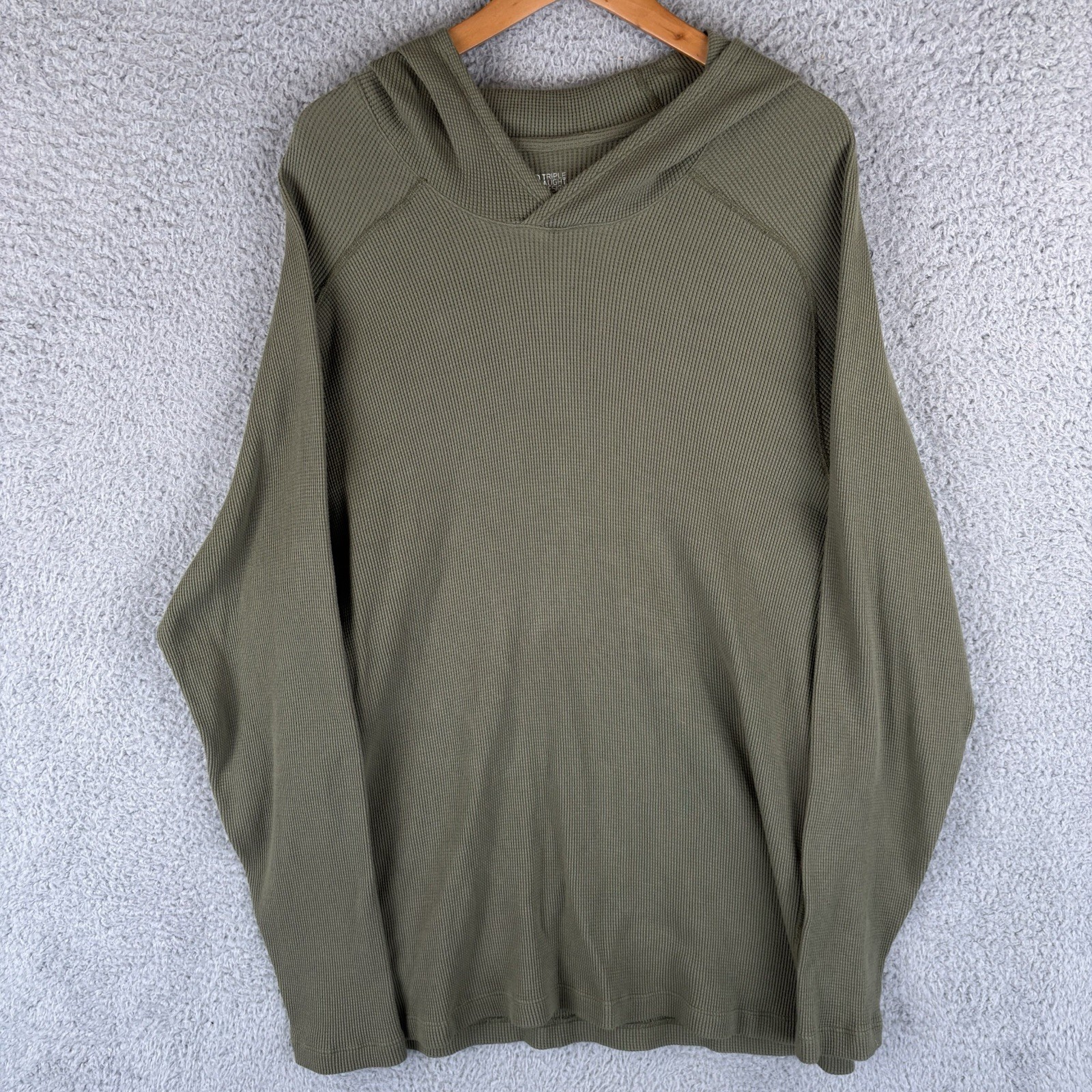 Triple Aught Design Shirt Mens XL Olive Waffle Knit Hoodie Cotton Thermal USA