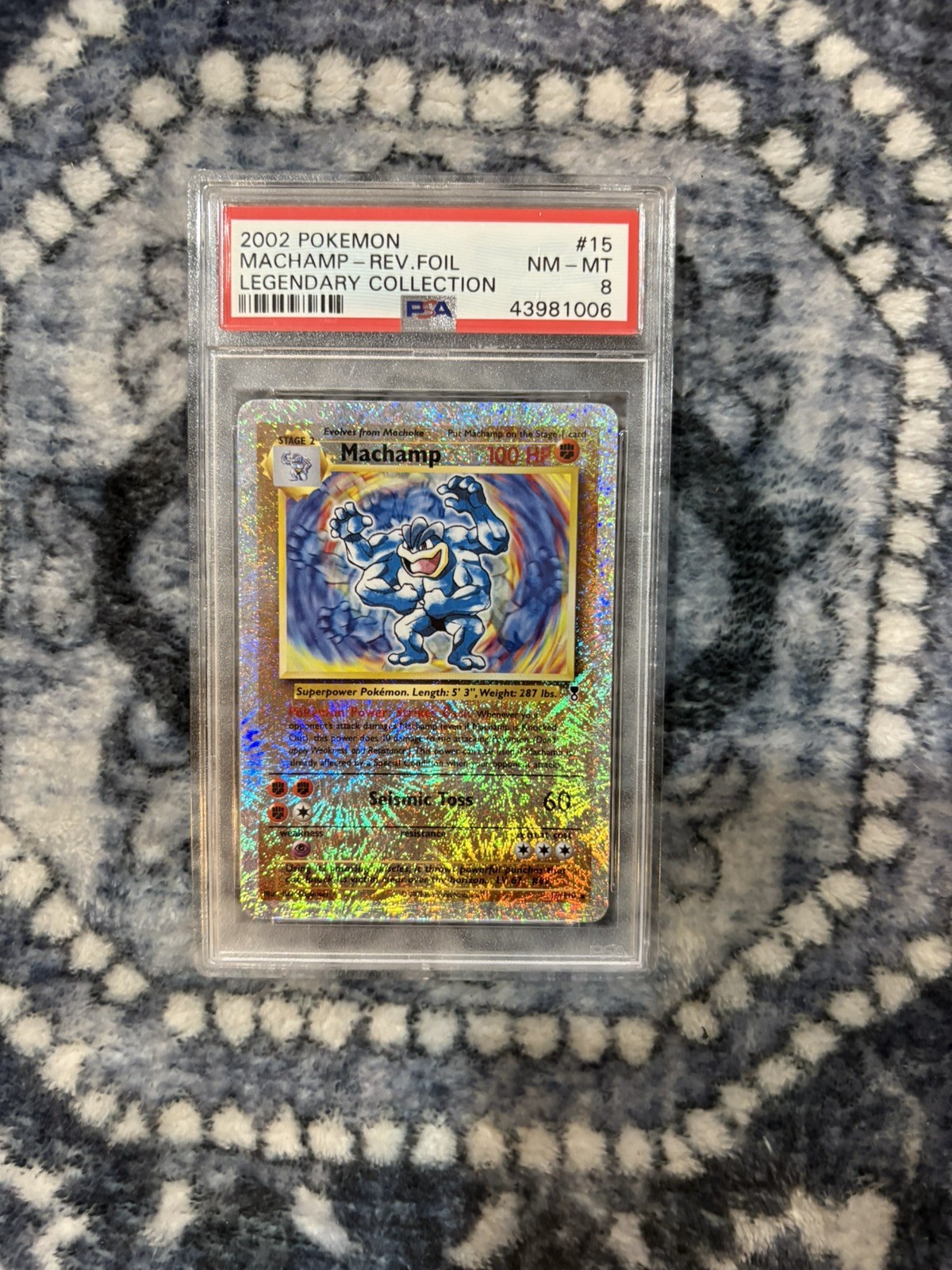2002 POKEMON LEGENDARY COLLECTION #15 MACHAMP-REVERSE FOIL PSA 8