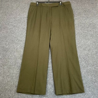TALBOT'S Womens Heritage Wool Lined Dress Pants Olive Green Stretch Size 16P