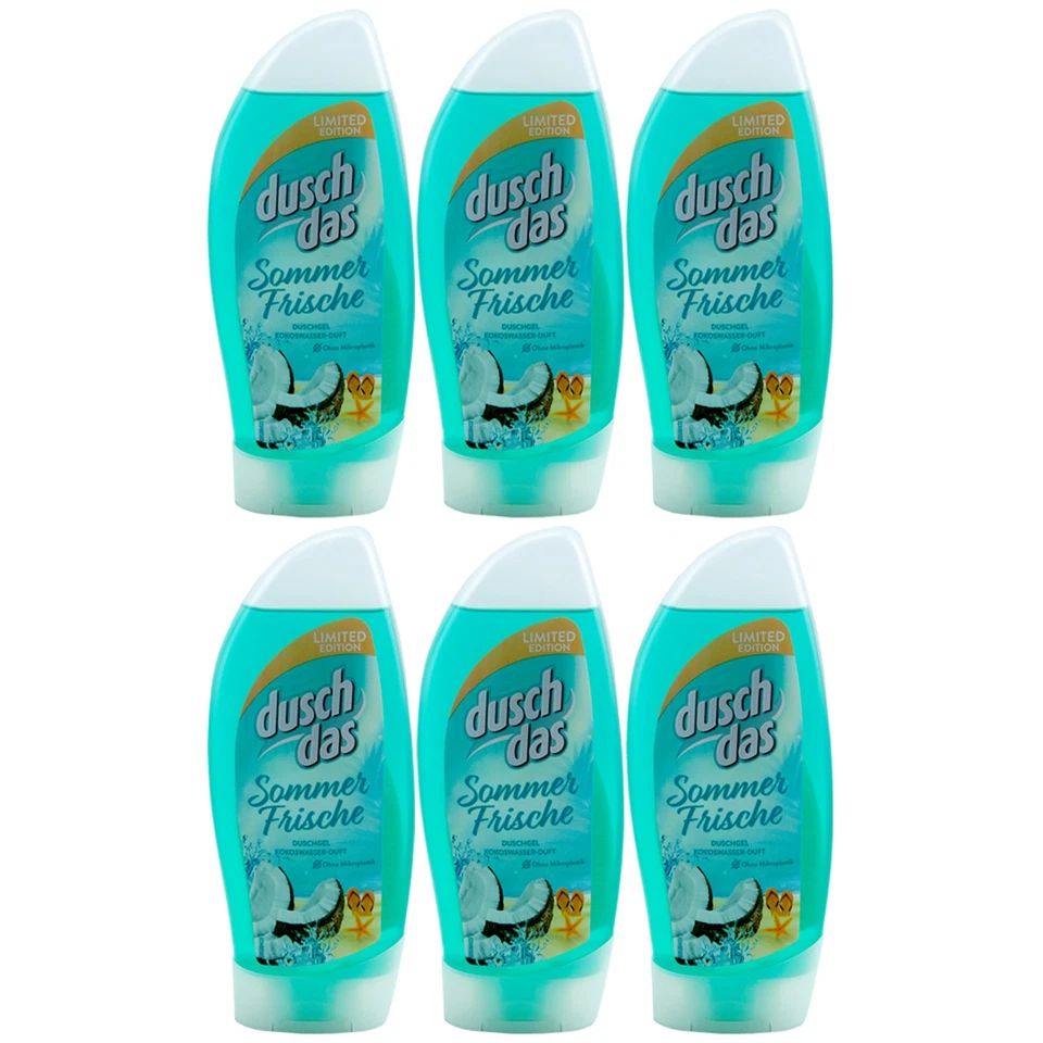 duschdas Duschgel SOMMER FRISCHE 6 x 250ml - Kokoswasser Duft -ohne Mikroplastik - Bild 1 von 1