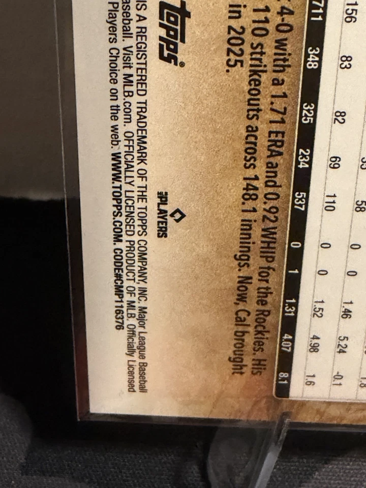 2025 Topps Update Cal Quantrill #US191 Golden Mirror Variation Marlins SSP - Image 3 of 3