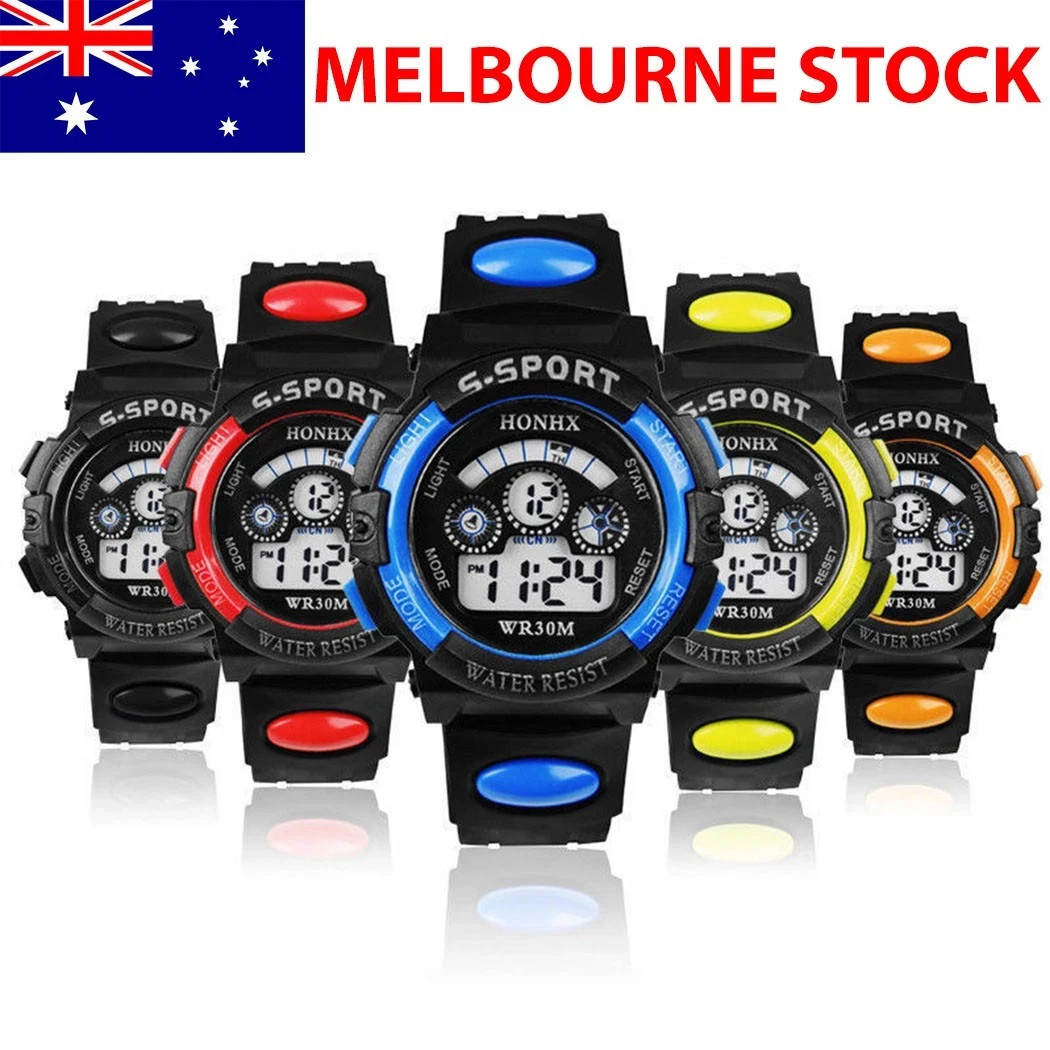 Waterproof Children Boy Girl Digital LED Sports Watch Kids Alarm Date WristWatch