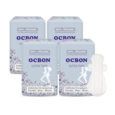 Unscented Ultra Thin Sanitary Pads 40 Count, Overnight – Organic Cotton Femin...