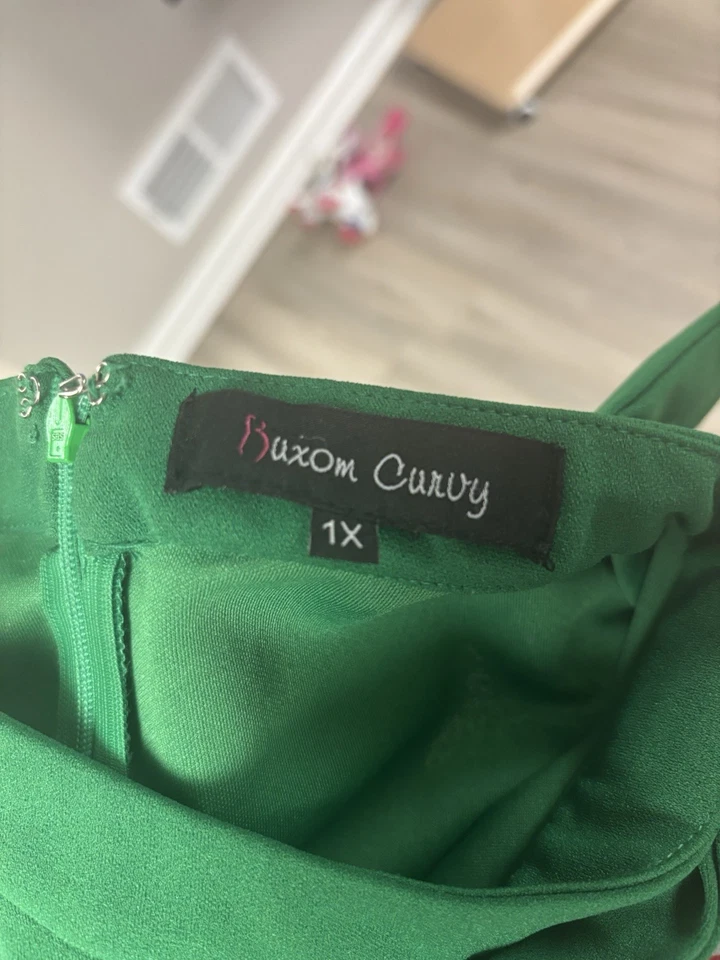 Pantalones Mameluco Para Mujer Grandes Verde Lazo Manga Corta Cremallera Clásicos 1X Foto 3 de 3