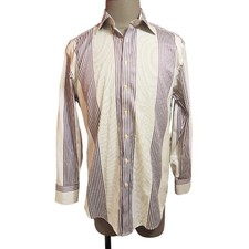Ted Baker Endurance Vertical Stripe Button Front Men's Dress Shirt White/Purple