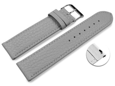 XL Schnellwechsel Uhrenarmband weiches Leder genarbt hellgrau 12mm 14mm 16mm 18m
