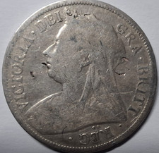 Great Britain Half Crown 1893 Silver Coin Queen Victoria .925 Silver