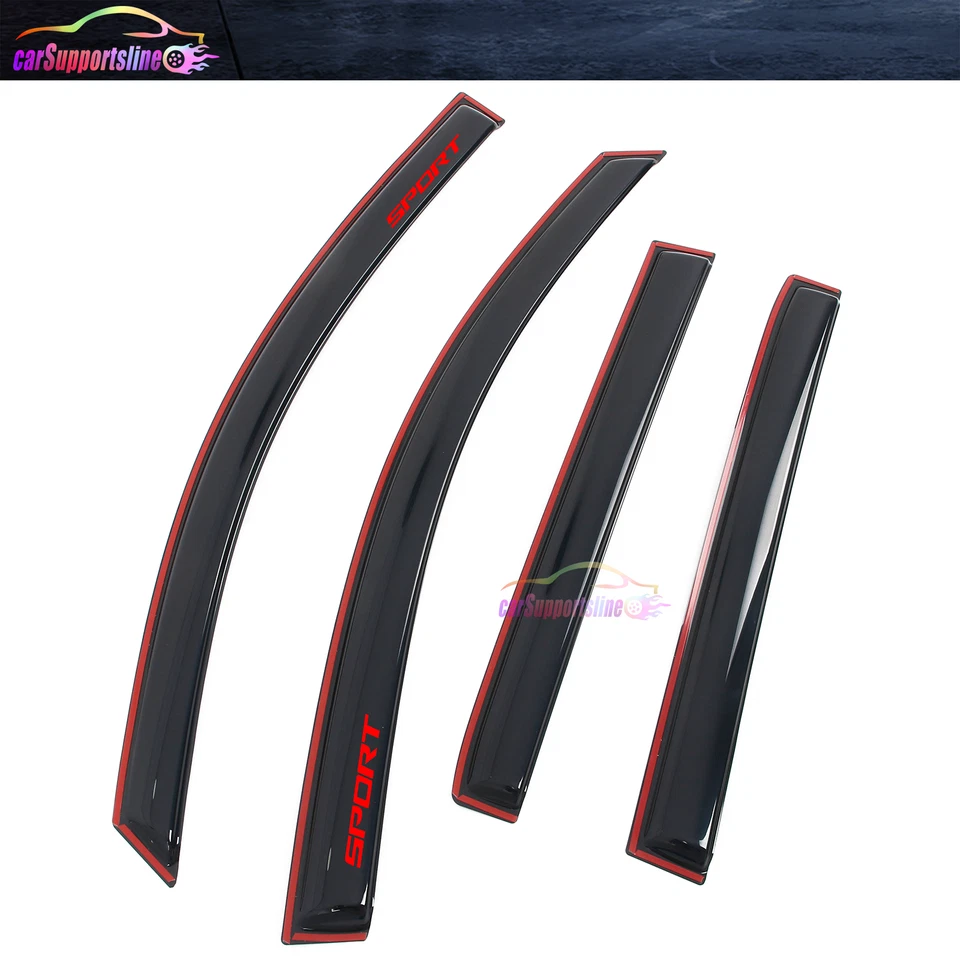 For 16-24 Nissan Titan XD & Titan Crew Cab In-Channel Window Visor w/ Red Sport - Image 4 of 4