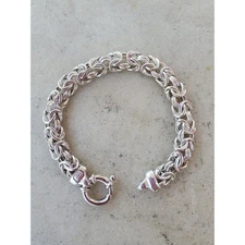 Milor Italy 925 Sterling Silver Byzantine Chain Bracelet Unisex Spring Clasp 7in