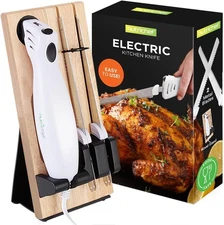 NutriChef PKELKN16 Electric Carving Turkey Slicer Kitchen Knife (Open Box)