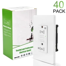 Slim 15 Amp GFCI Outlet GFI Receptacle LED Indicator TR WR with Decora Plate ×40