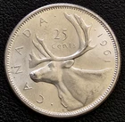 1961 Canada Silver 25-Cent Quarter - Uncirculated - 80% Silver