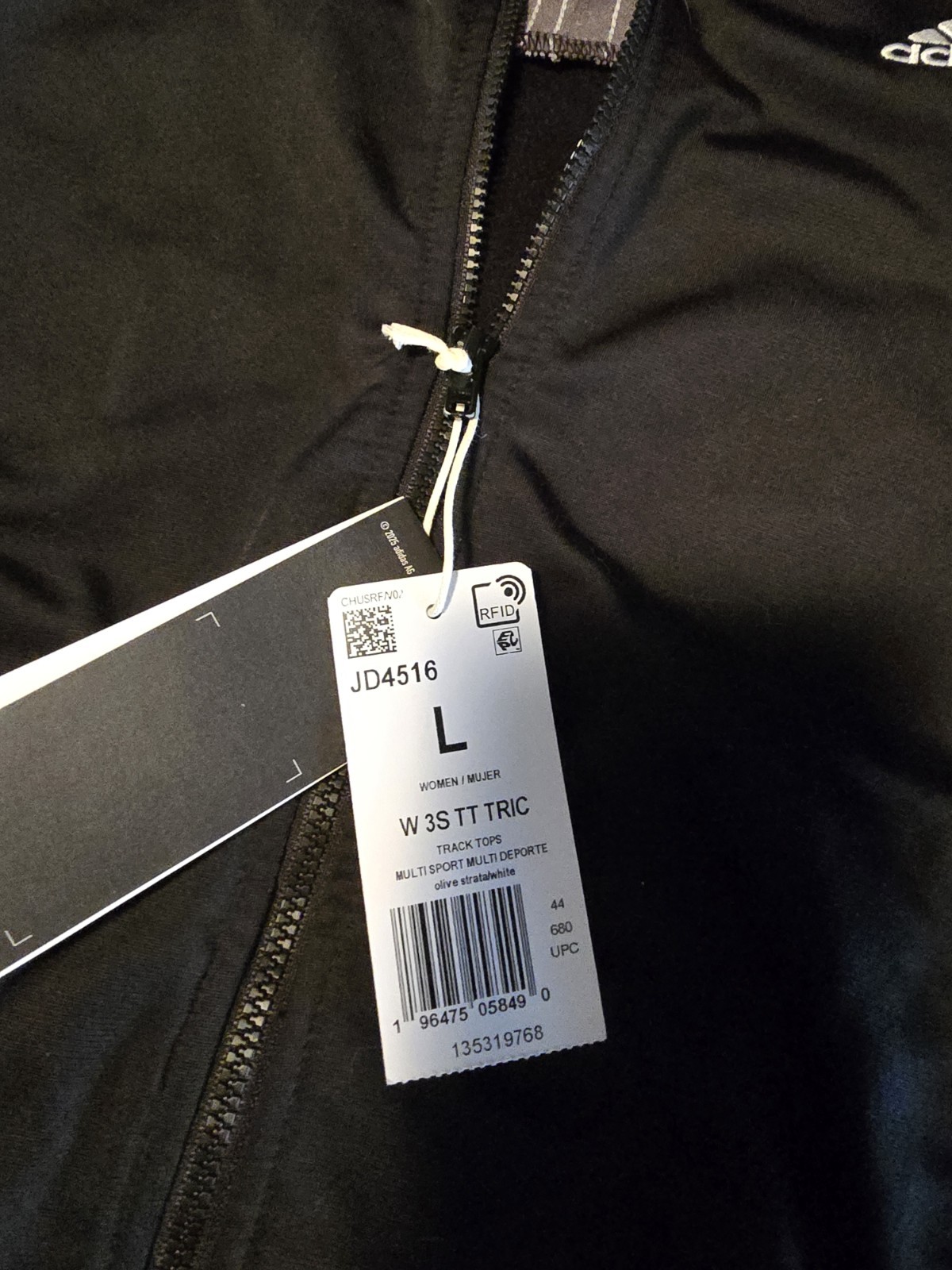  ADIDAS Black Gray Youth Jacket Size L 10-12 NWT Full Zip 3 Stripes Track Soccer thumbnail 2