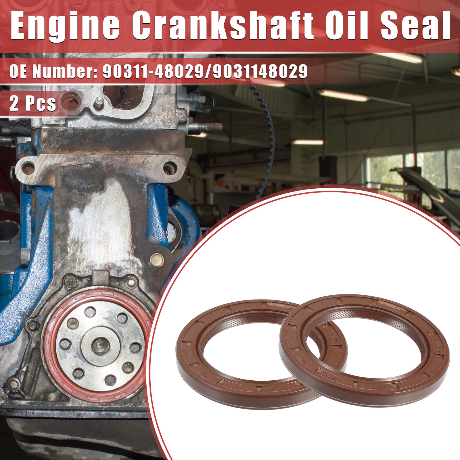 2pcs Engine Crankshaft Oil Seal for Toyota Tacoma No.90311-48029/9031148029