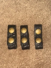 Boston Black Basket Weave Leather Duty Belt Keepers, 8” With Double Snaps Vintag