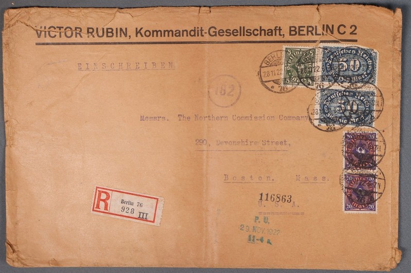 MayfairStamps Germany 1920s Berlin Registered to Boston MA Cover aaz_90387