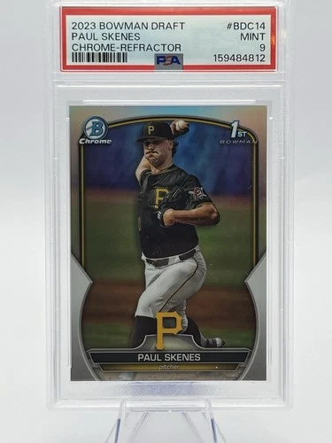 Topps 2023 Bowman Draft Paul Skenes 1st Bowman RC Chrome Refractor #BDC-14 PSA 9