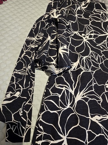 Carolina Herrera Black N White Floral Print Tunic Dress Xs - Picture 5 of 9