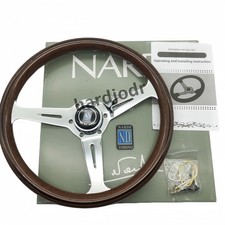 New Nardi Classic 360mm Mahogany Wood Steering Wheel With Silver Chrome Finish