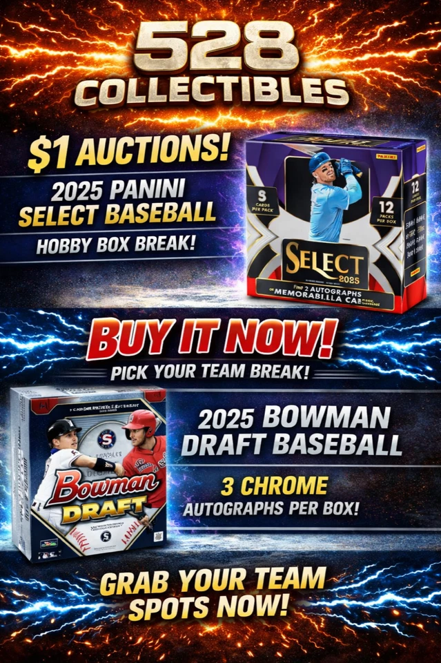 $1 Auctions! 2025 Panini Select Baseball or BIN PYT 2025 Bowman Draft break