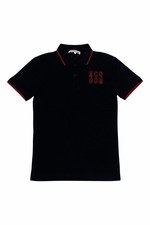 McQ Alexander McQueen Spellout Logo Polo Shirt Black Red Trim Men s Size S