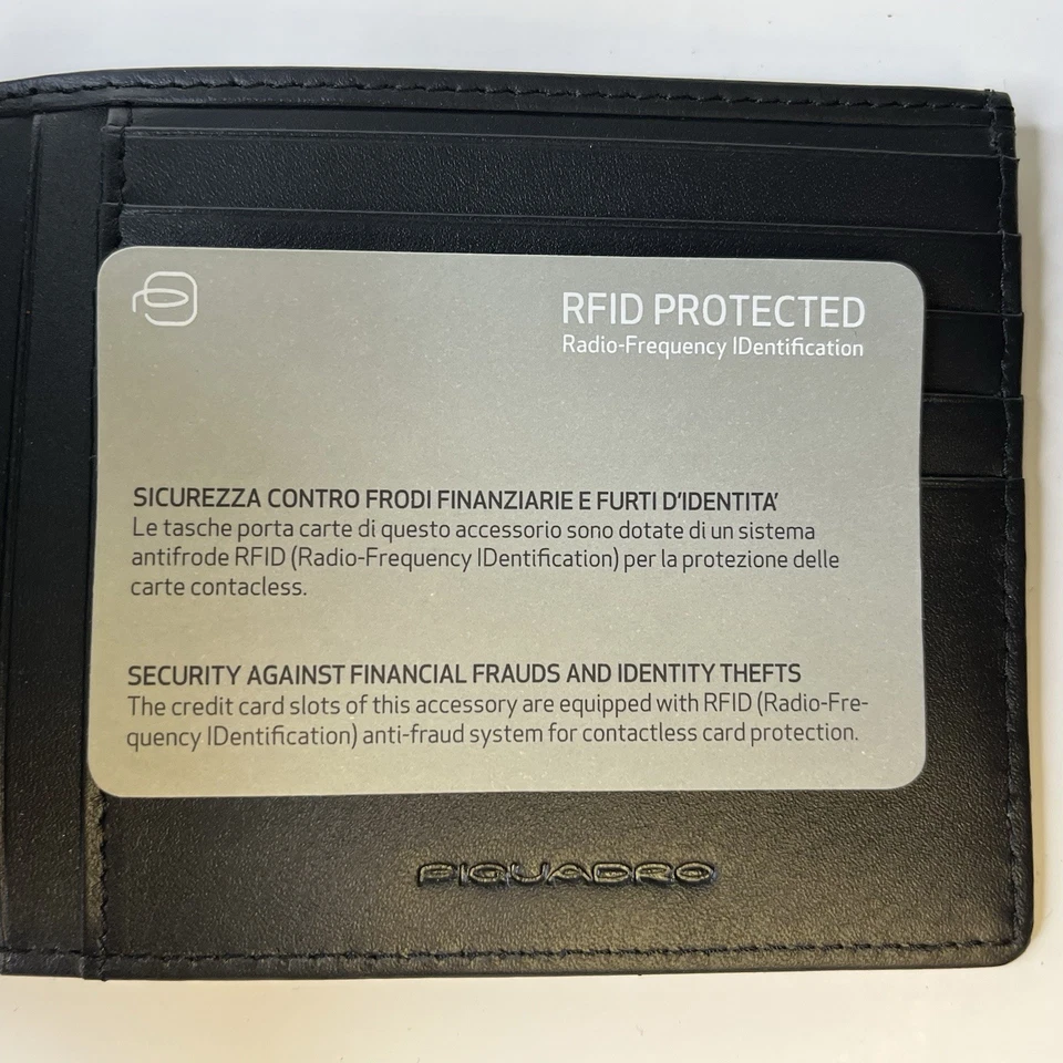 ¡NUEVO CON ETIQUETAS! Cartera Técnica PIQUADRO Negra Nero Nylon Bloqueo RFID - Grande Foto 4 de 4