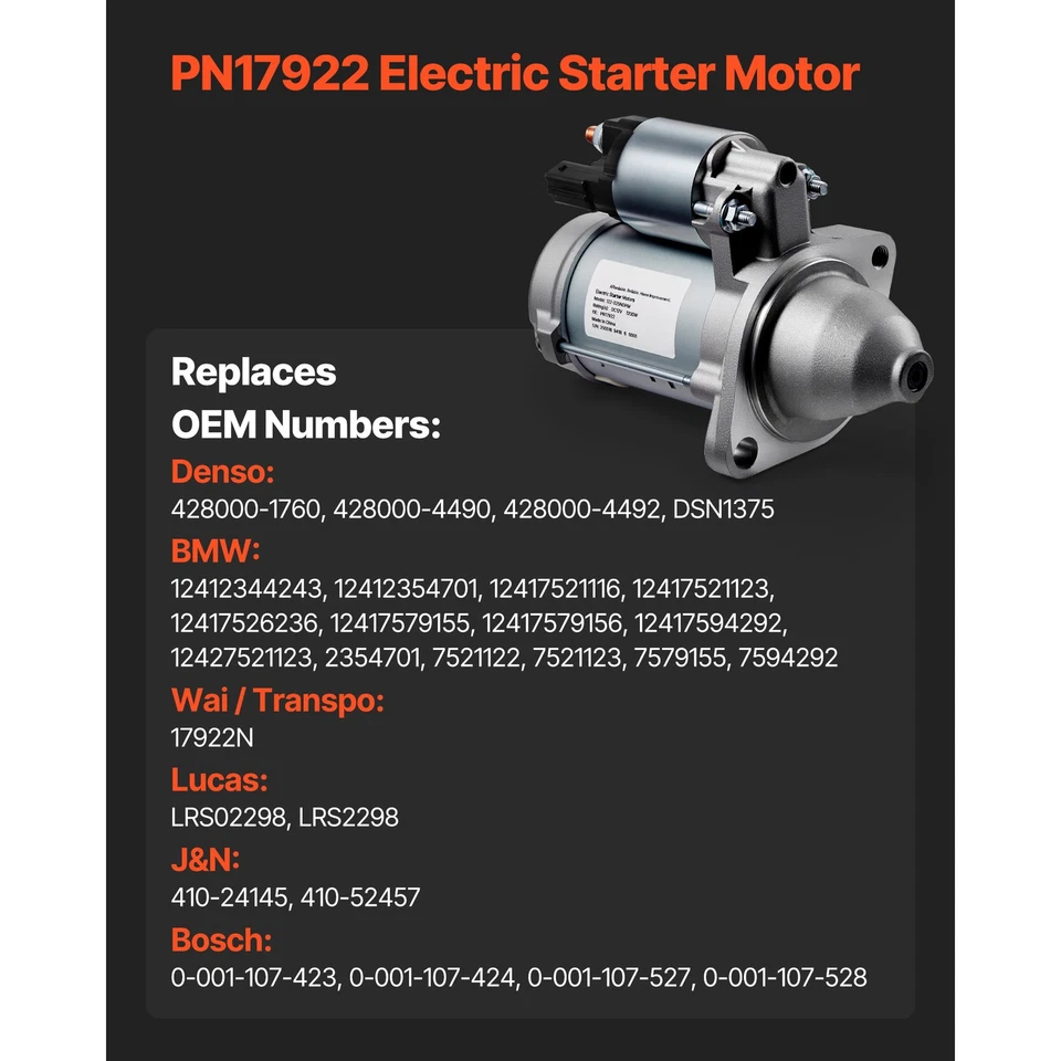 Starter For BMW 128i 135i 328i 335i 528i X3 X5 X6 Z4 3.0L L6 2008-2011 17922 - Image 3 of 4