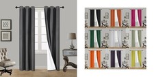 1 SET 2PC LINED HEAVY THICK BLACKOUT GROMMET WINDOW CURTAIN PANEL TREATMENT K86