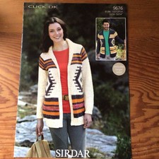 Sirdar Click D/K Unisex V/Shawl Neck Jacket Knitting Pattern Size 32-54” 9676