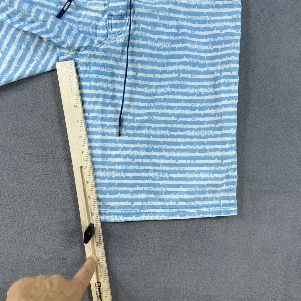 Diesel Board Shorts Para Hombre Pequeño Azul Rayas Forrado 10" Entrepierna Nadar Playa Bañador Foto 3 de 4