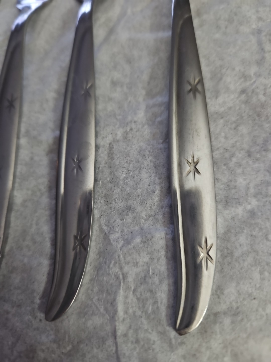Lot of 4 Stainless Steel Cocktail Forks Japan Vintage Stars