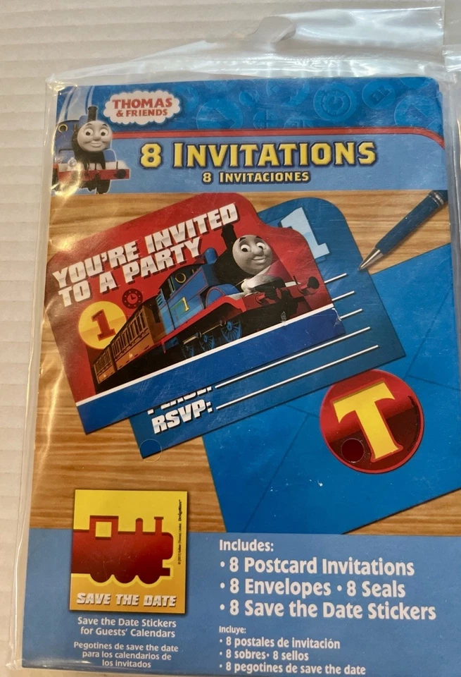 Thomas The Tank Engine Birthday Party Invites (24)and Thank you Notes (16) 2017 - Image 3 of 4