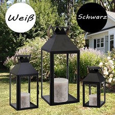 XXL 3tlg Gartenlaternen Set Windlichter mit Seilgriff Laterne Metall 25/40/51cm 