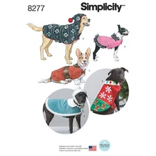 Simplicity 8277 Fleece Dog Coats & Hats in 3 Sizes Sewing Pattern New! S-M-L