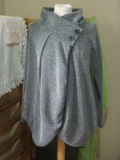 Billi Made On Earth Jacket Top M Grey White Flecked Jacket With Black Trim