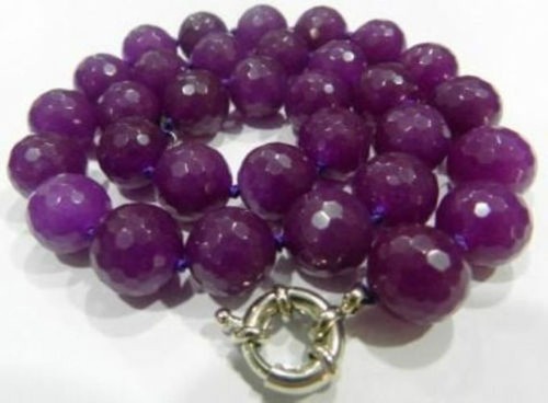 Natural 10mm Faceted Purple Alexandrite Round Gemstone Beads Necklaces 18'' - Picture 6 of 6