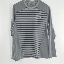 Patagonia Youth Capilene 3 Base Layer Size Med striped Gray Long Sleeve Thermal