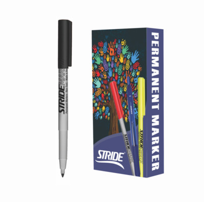 StrideMark Permanent Marker, Fine Point. Black Ink. 12/Pack, #27001