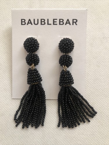 Baublebar Granita Tassel Drop Earrings Black NWT