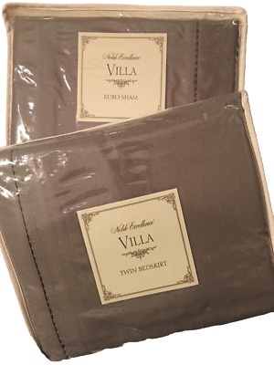 NIP*Noble Excellence Villa TWIN Bedskirt+EURO Sham*Tan/Taupe*$75*PRIMA*Dillard's