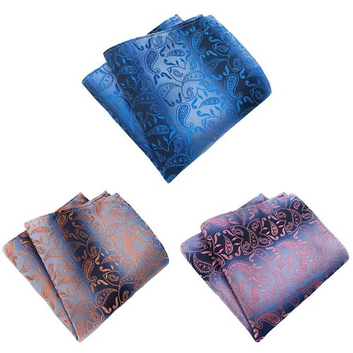 3 PCS Men’s Classic Stripe Floral Pocket Square Handkerchief Wedding Party Hanky - Picture 3 of 8