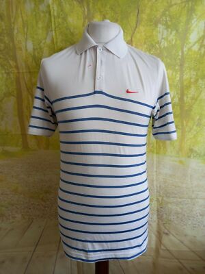 Nike Golf Poloshirt S. FitDry Weiß Blau Poloshirt. UK Herren Gr. Small