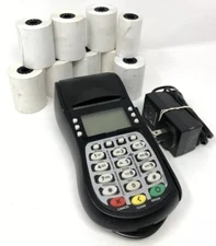 Hypercom Model T4205 Credit Card Process Machine w/Power Adapter & 8 Rolls Paper
