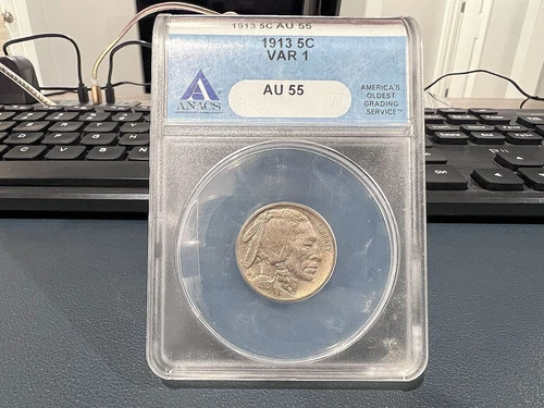 1913 5c Var 1 Buffalo Nickel Anacs AU55 (BE)