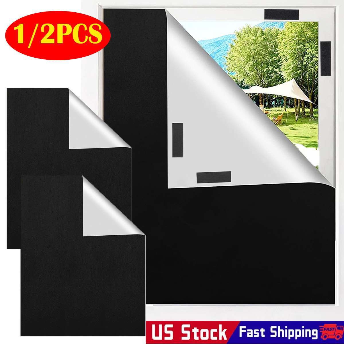 1/2pcs Magnetic Blackout Window Cover 100% Room Darkening Shades Out 57in x 40in