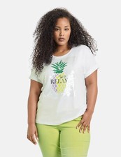 T-shirt Samoon art. 471035-26201 bianca, ananas taglia 44,48,50,52 prezzo consigliato 49,99 €